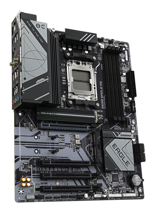GIGABYTE B650 EAGLE AX Motherboard - AMD Ryzen 9000 Series CPUs, 12+2+2 Phases VRM, up to 7600MHz DDR5 (OC), 1xPCIe 5.0 + 2xPCIe 4.0 M.2, GbE LAN, WIFI 6E, USB 3.2 Gen 2