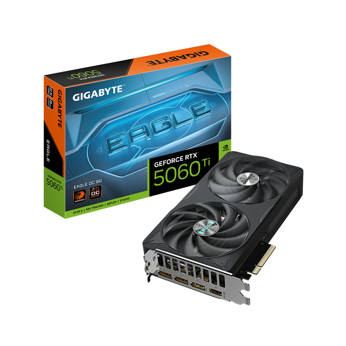 GIGABYTE GeForce RTX 5060 Ti EAGLE OC 8G Graphics Card - 8GB GDDR7, 128bit, PCI-E 5.0, 2617MHz Core Clock, 3 x DisplayPort, 1 x HDMI, GV-N506TEAGLE OC-8GD