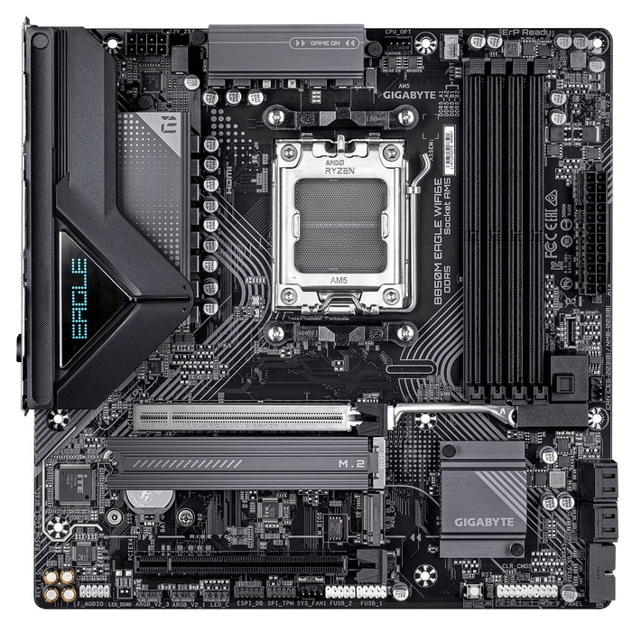 GIGABYTE B850M EAGLE WIFI6E Motherboard - AMD Ryzen 9000 Series CPUs, 8+2+2 Phases Digital VRM, up to 8200MHz DDR5 (OC), 1xPCIe 5.0 + 1xPCIe 4.0 M.2, WIFI 6E, 2.5 GbE LAN, USB 3.2 Gen 2