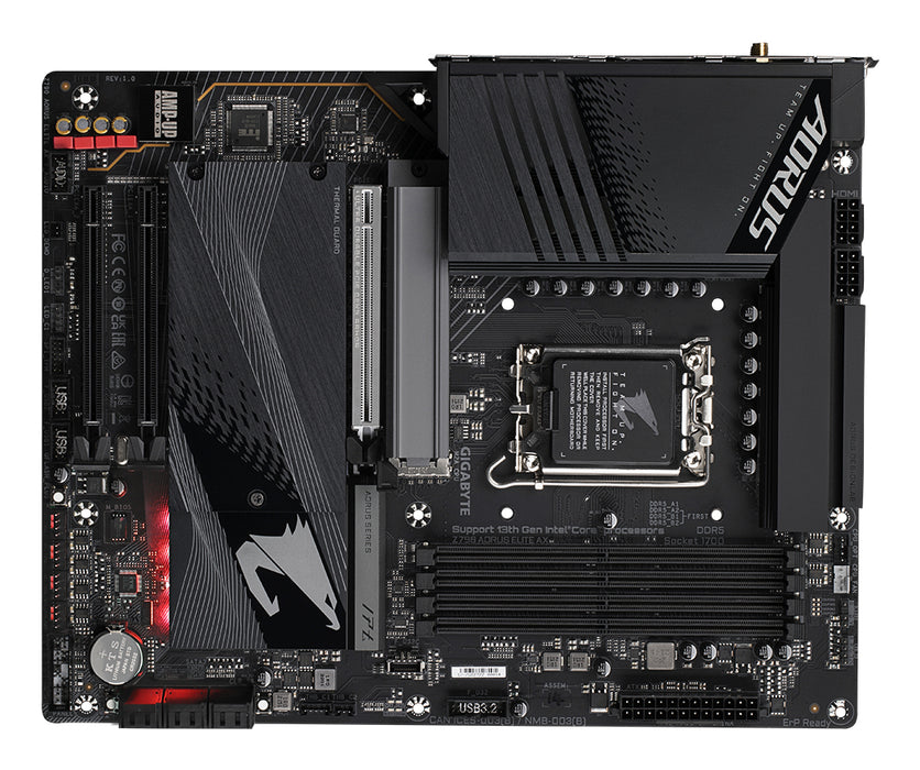 GIGABYTE Z790 AORUS ELITE AX Motherboard - Supports Intel Core 14th CPUs, 16*+2+１ Phases Digital VRM, up to 7600MHz DDR5 (OC), 4xPCIe 4.0 M.2, Wi-Fi 6E, 2.5GbE LAN, USB 3.2 Gen 2x2