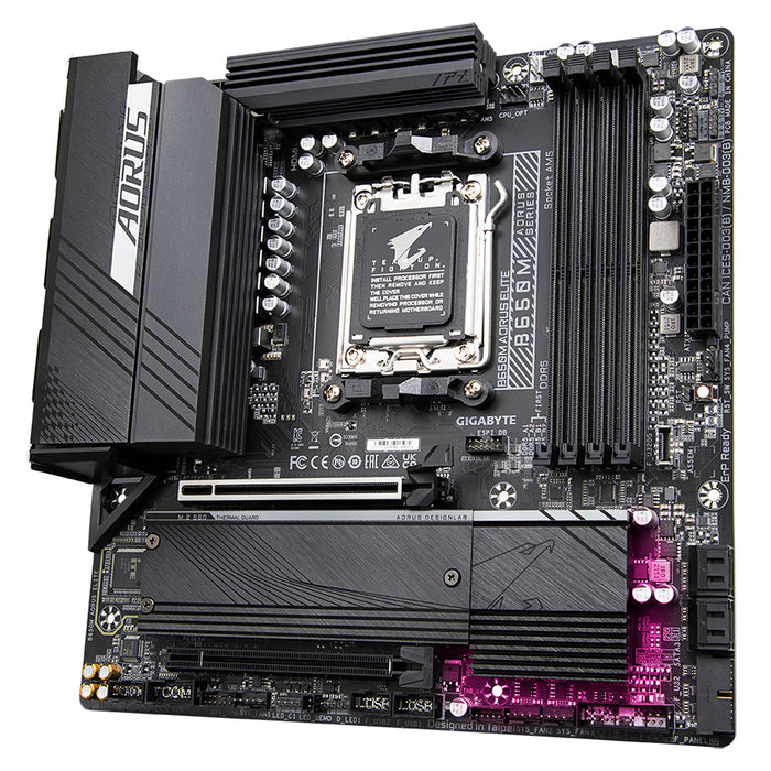 GIGABYTE B650M AORUS ELITE Motherboard - AMD Ryzen 9000 CPUs, 12+2+2 Phases VRM, up to 8000MHz DDR5, 1xPCIe 5.0 + 1xPCIe 4.0 M.2, 2.5GbE LAN, USB 3.2 Gen 2x2