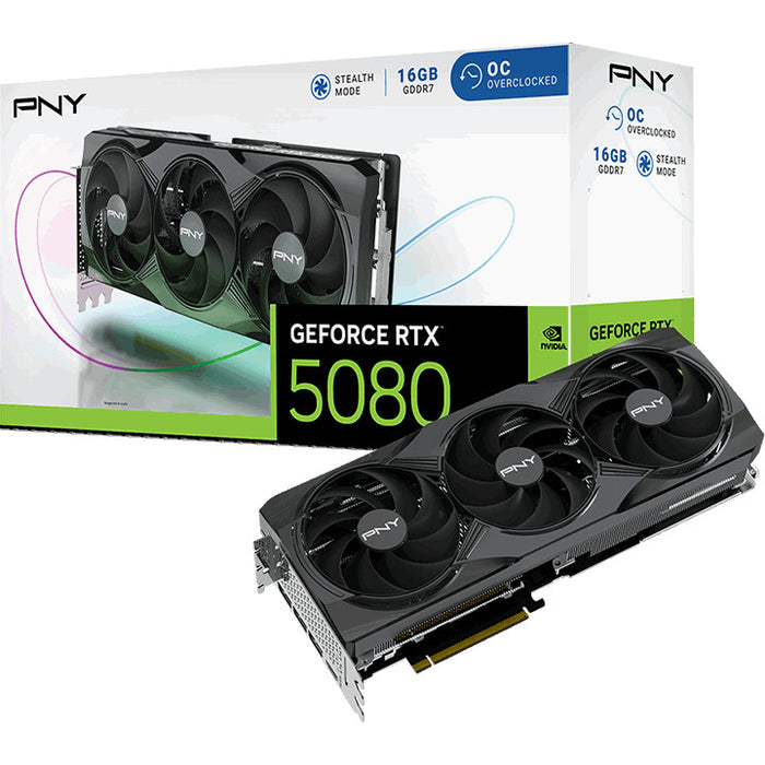 PNY GeForce RTX 5080 Overclocked Triple Fan GPU