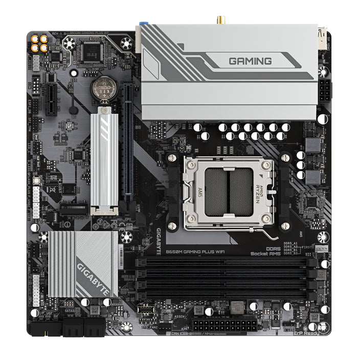 GIGABYTE B650M GAMING PLUS WIFI Motherboard - AMD Ryzen 9000 CPUs, 5+2+2 Phases VRM, up to 8000MHz DDR5, 2xPCIe 4.0 M.2, 2.5GbE LAN, WIFI 6E, USB 3.2 Gen 1