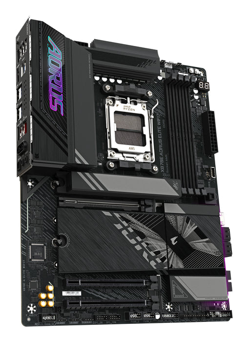 GIGABYTE X870E AORUS ELITE WIFI7 Motherboard - Supports AMD Ryzen 9000 CPUs, 16+2+2 Phases Digital VRM, up to 8000Hz DDR5 (OC), 3xPCIe 5.0 + 1xPCIe 4.0, Wi-Fi 7, 2.5GbE LAN, USB 4