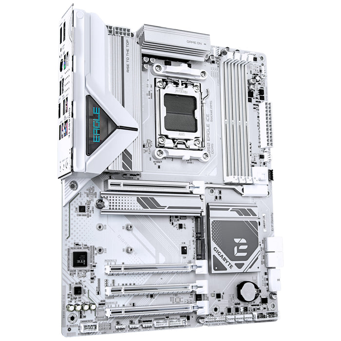 GIGABYTE B850 EAGLE ICE Motherboard - AMD Ryzen 9000 Series CPUs, 8+2+2 Phases Digital VRM, up to 8200MHz DDR5 (O.C), 1xPCIe 5.0 + 2xPCIe 4.0 M.2, 2.5 GbE LAN, USB 3.2 Gen 2