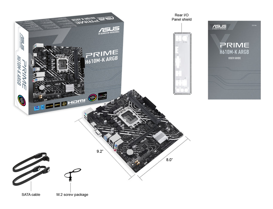 ASUS PRIME H610M-K ARGB Intel H610 LGA 1700 micro ATX