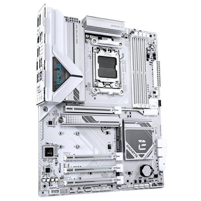 GIGABYTE B850 EAGLE WIFI7 ICE Motherboard - AMD Ryzen 9000 Series CPUs, 8+2+2 Phases Digital VRM, up to 8200MHz DDR5 (OC), 1xPCIe 5.0 + 2xPCIe 4.0 M.2, WIFI 7, 2.5 GbE LAN, USB 3.2 Gen 2