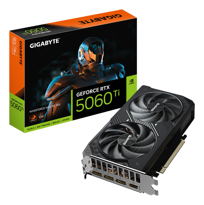 GIGABYTE GeForce RTX 5060 Ti WINDFORCE MAX OC 16G Graphics Card - 16GB GDDR7, 128bit, PCI-E 5.0, 2587MHz Core Clock, 3 x DP, 1 x HDMI, NVIDIA DLSS 4, GV-N506TWF2MAX OC-16GD