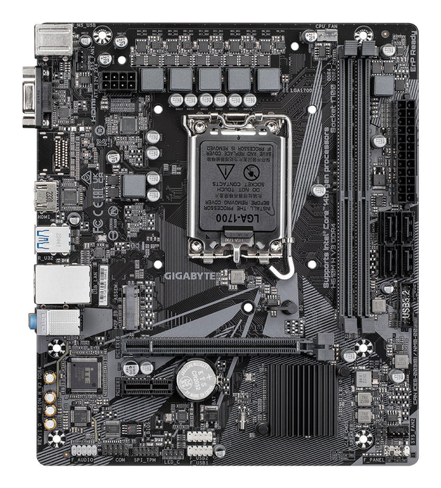 GIGABYTE H610M H V3 DDR4 Motherboard - Supports Intel Core 14th CPUs, 4+1+1 Hybrid Phases Digital VRM, up to 3200MHz DDR4, 1xPCIe 3.0 M.2, GbE LAN, USB 3.2 Gen 1