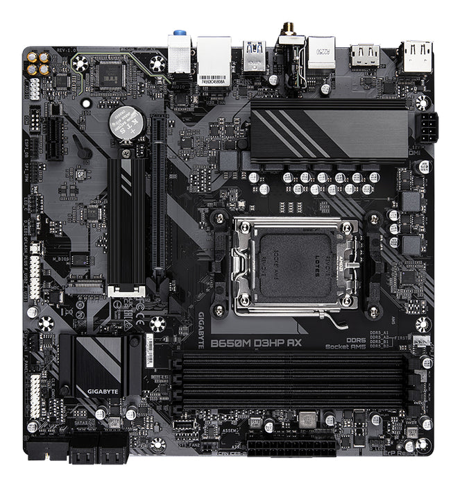 GIGABYTE B650M D3HP AX Motherboard - AMD Ryzen 9000 Series CPUs, 5+2+2 Phases VRM, up to 8000MHz DDR5 (OC), 2xPCIe 4.0 M.2, WIFI 6E, 2.5GbE LAN, USB 3.2 Gen 1
