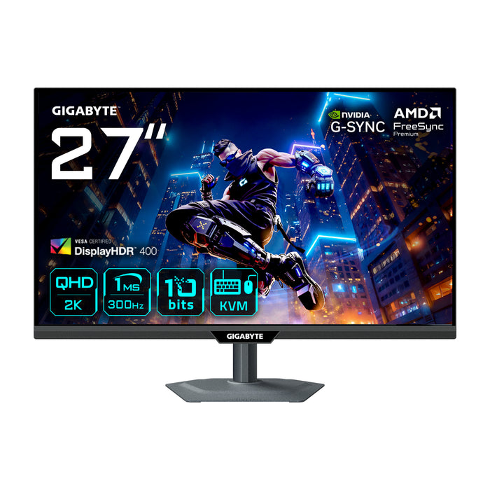 GIGABYTE M27Q3 27" QHD Gaming Monitor - 2560 x 1440, 300Hz, 1ms, 400 cd/m², FreeSync Premium, Display HDR400, HDMI 2.0, Displayport 1.4